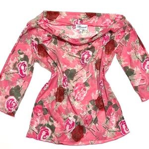 Blumarine Pink Floral Off-Shoulder Blouse